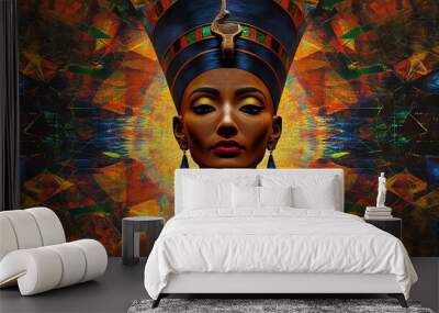 Majestic queen in traditional attire with ornate jewelry and headpiece Wall mural