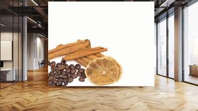 coffee beans, cinnamon and lemon Wall mural