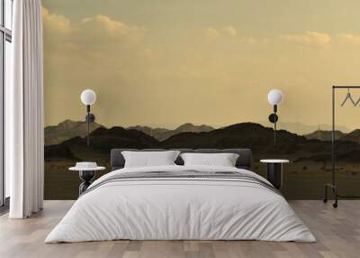 Landscape with mountains at sunset, Saudi Arabia, KSA Wall mural