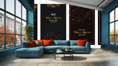 Black and gold design dark background abstract shiny color golden luxury lines template premium Wall mural