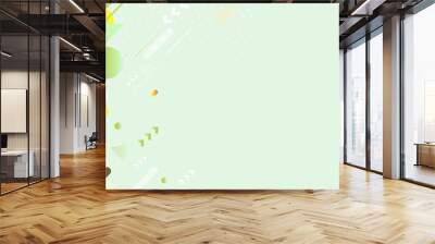 Green and yellow lines and points white background. Banner summer ecology poster triangle vector futuristic light minimal geometric Wall mural