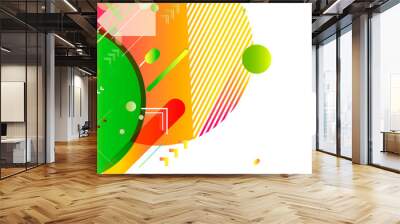 Green and yellow lines and points white background. Banner summer ecology poster triangle vector futuristic Wall mural