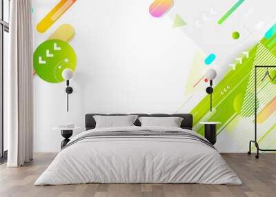 Summer ecology banner poster triangle vector futuristic green and yellow lines and points Wall mural