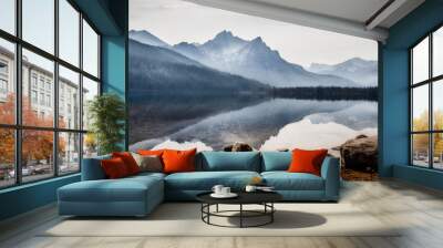 Mountain reflection on the lake in Stanley, Idaho. Wall mural