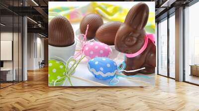 Easter Bunny and chocolate eggs Wall mural