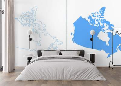 Outlined Canada map country silhouette vector drawing template for your design. Wall mural