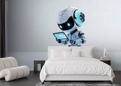 Cute robot assistant holding digital tablet	
 Wall mural