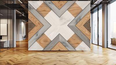 GREY AND WHITE WOODEN FLOOR BACKGROUND Wall mural