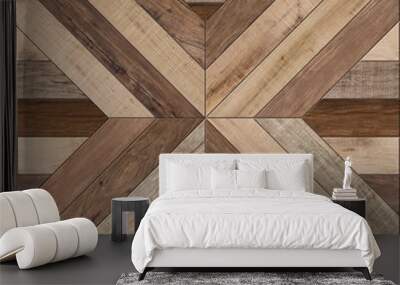 Wood texture background, X shaped, seamless pattern, Geometric wooded tile Wall mural