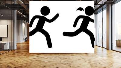 vector simple set 2, stickman, fast running man and woman Wall mural