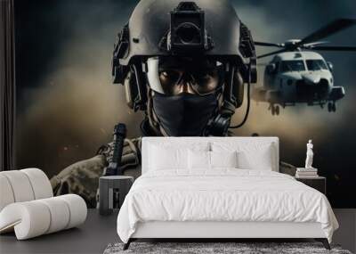 photography of a standing special forces soldier Wall mural