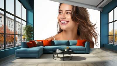 portrait of a beautiful young latin model woman laughing and smiling with clean teeth Wall mural