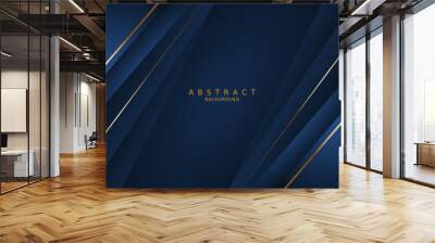  dark blue luxury premium background and gold line. Wall mural