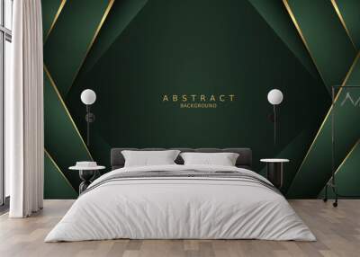  dark green luxury premium background and gold line. Wall mural