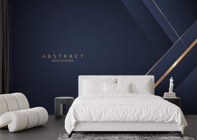 dark blue luxury premium background and gold line. Wall mural