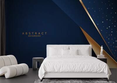 dark blue luxury premium background and gold line. Wall mural