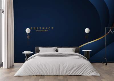 dark blue luxury premium background and gold line. Wall mural