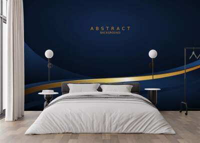 dark blue luxury premium background and gold line. Wall mural