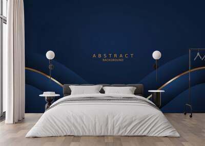 dark blue luxury premium background and gold line. Wall mural