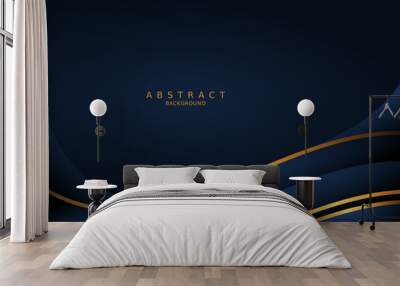 dark blue luxury premium background and gold line. Wall mural