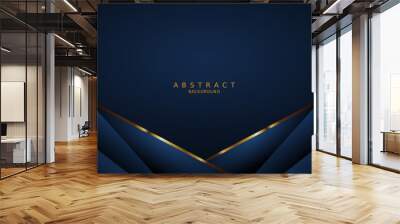 dark blue luxury premium background and gold line. Wall mural