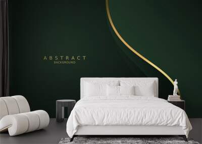 dark green luxury premium background and gold line. Wall mural