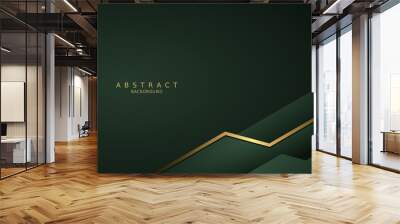 dark green luxury premium background and gold line. Wall mural