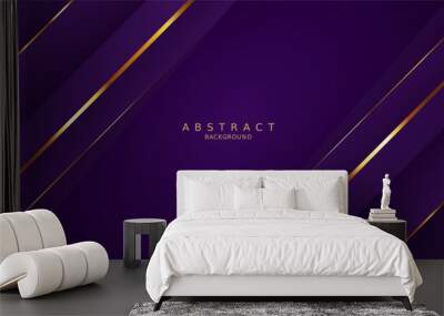 luxury premium purple background and gold line Wall mural