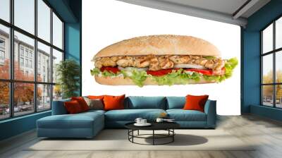 Chicken skewers sandwich on white background Wall mural