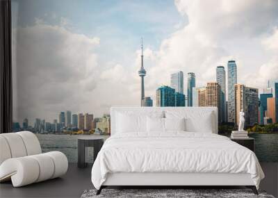 Panoramic view of Cloudy Toronto City Skyline with Waterfront Wall mural