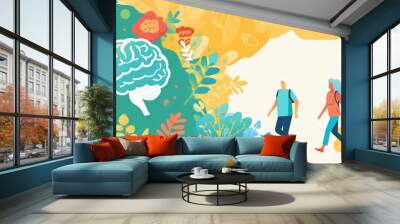 Realistic and inspiring background for a PowerPoint presentation on exercise and brain health for an active older age Wall mural