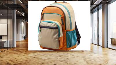 A multi-colored backpack with a blue strap isolated on transparent background png. Wall mural