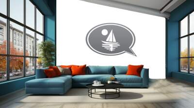 Yacht sealing with sun and sea logo design illustration boat in a chat icon Wall mural