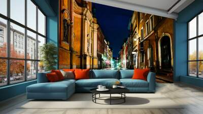 old historical part of Warsaw Poland in the light of night lights Wall mural