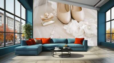 wedding shoes of the bride, beautiful fashion Wall mural