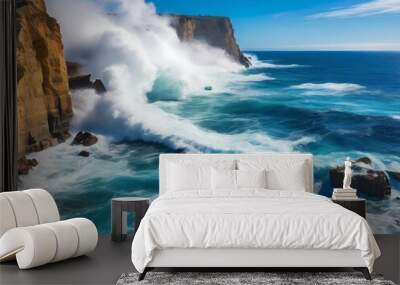 wave crashing on rocks Wall mural