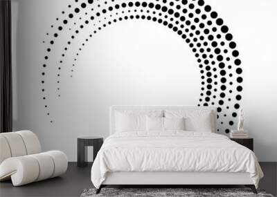 Circular dot frame. Circle border with effect halftone. Modern faded ring. Semitone shape round. Point sphere boarder. Dotted geometric pattern. Graphic small dots element for design prints. Vector Wall mural