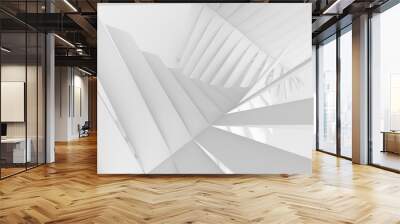 Abstract white geometric shape background, minimalist Mockup for  product display or showcase, 3D rendering. Wall mural