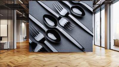 Black plastic cutlery Wall mural