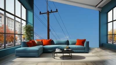 The electrical power lines with poles Wall mural