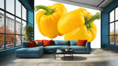 Fresh Yellow Bell Peppers. Bright and fresh yellow bell peppers, isolated on a transparent background. Perfect for culinary, food, and grocery-related visuals. PNG File, Wall mural