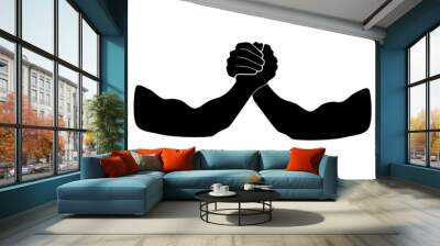 Arm Wrestling emblem,  black isolated silhouette Wall mural