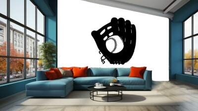 Baseball glove silhouette Wall mural