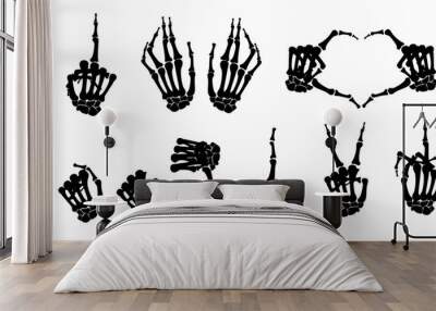 set of human skeleton hand poses Wall mural