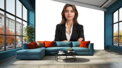 isolated portrait of confident businesswoman in suit with crossed arms, female in formal business attire Wall mural