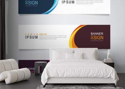 Vector abstract banner design web template. Abstract geometric design banner web template on grey background. Header footer Web Design Elements. Collection of web banner template Wall mural