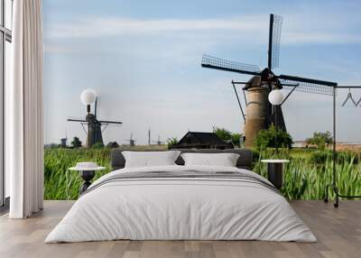 Typical windmills in Holland Wall mural