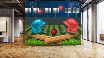 illustration cricket championship Wall mural