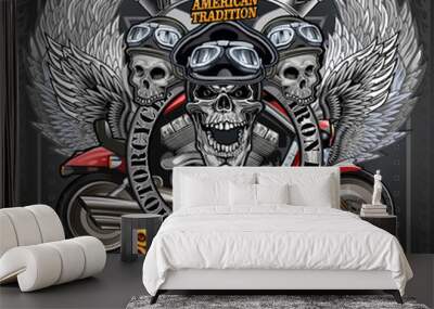 vintage motorcycle label Wall mural