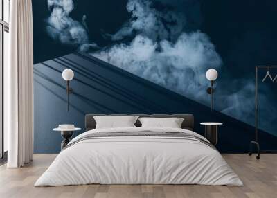 White fog in swirling layers over black background  Wall mural